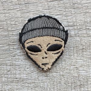 Vintage 90s Grunge Alien With Beanie Iron On Patch
